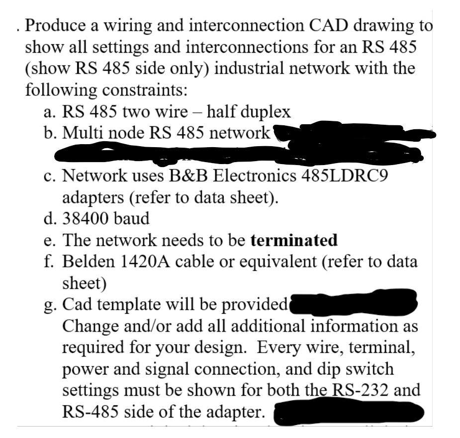 Solved . Produce a wiring and interconnection CAD drawing to