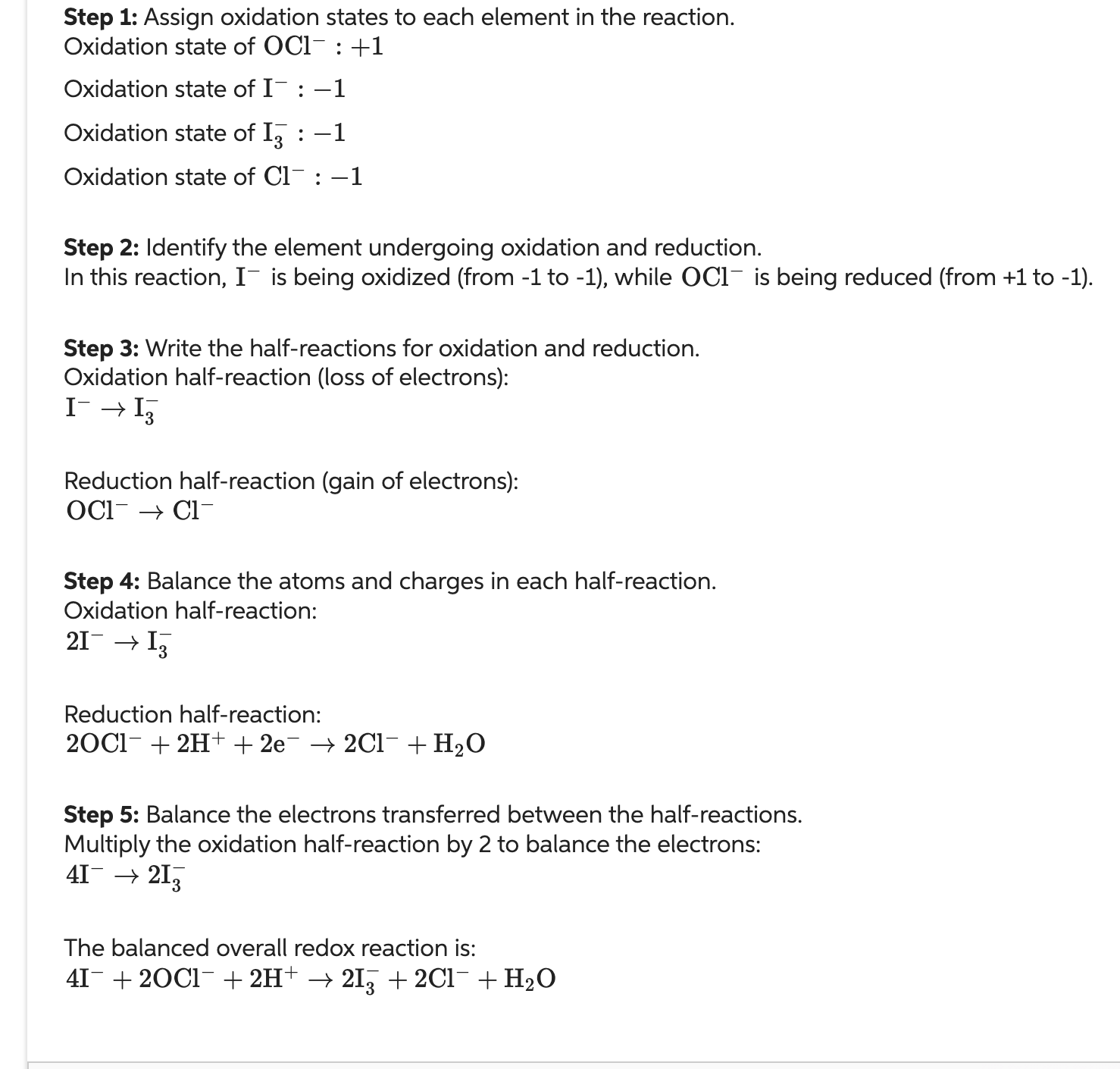 Solved B To Balance The Second Redox Reaction Step 1 0264