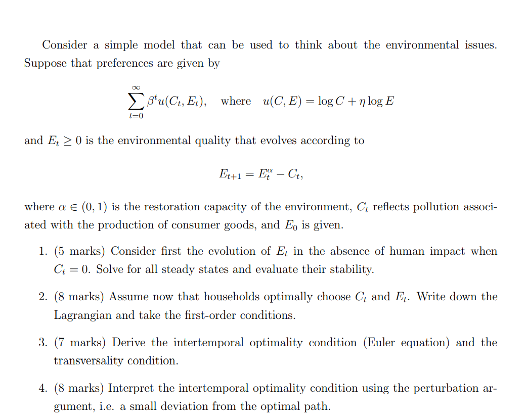 Solved Consider A Simple Model That Can Be Used To Think | Chegg.com