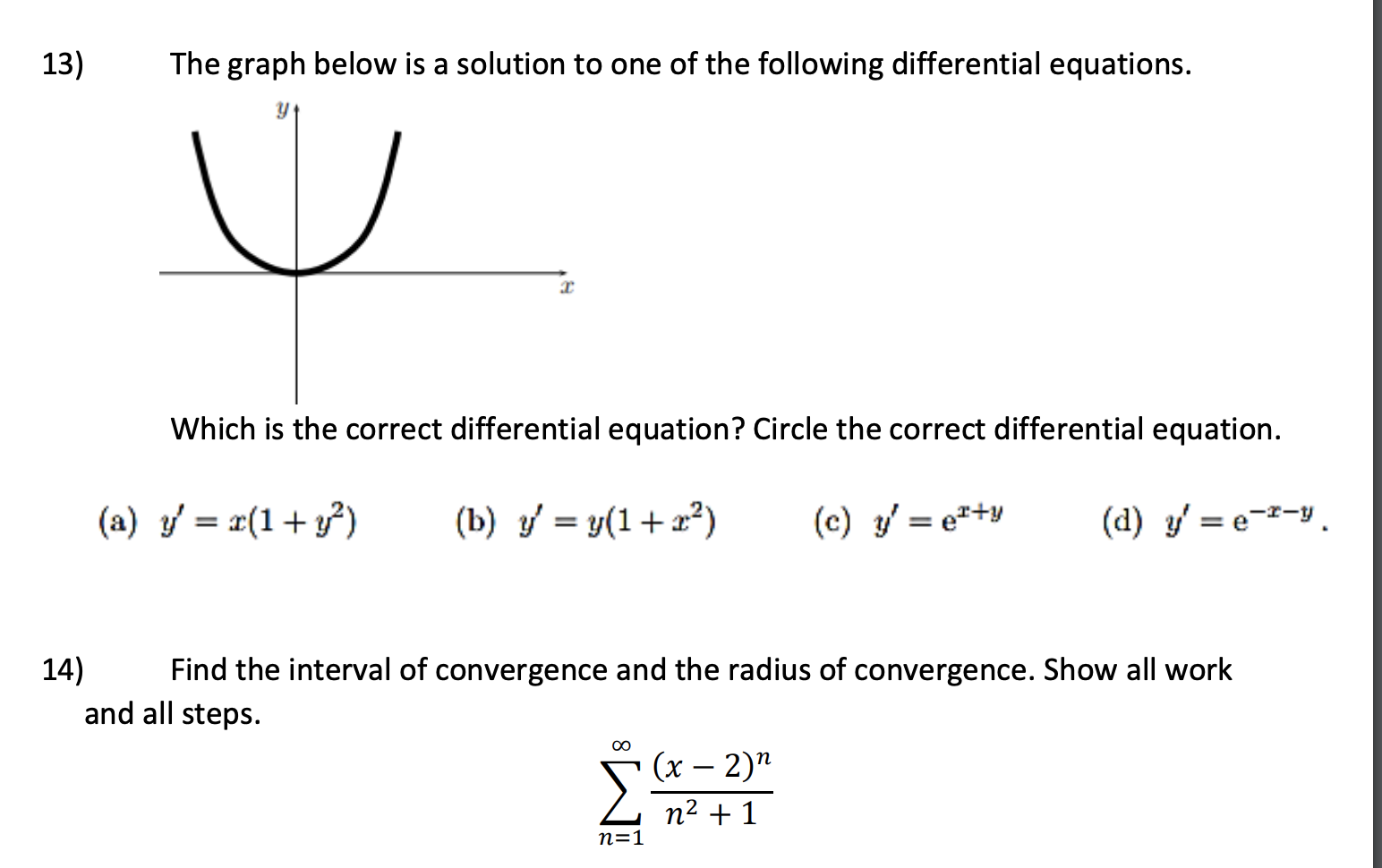 Solved 13) The graph below is a solution to one of the | Chegg.com