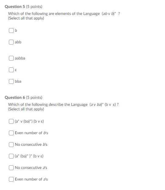 Solved Question 5 (5 points) Which of the following are | Chegg.com