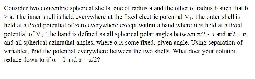 Solved Consider Two Concentric Spherical Shells, One Of | Chegg.com