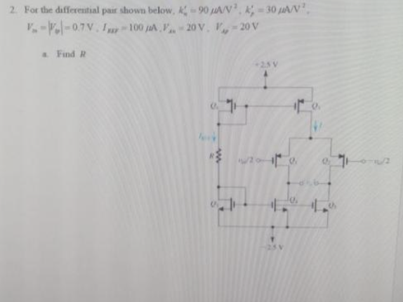 Solved For the differential pair shown below, | Chegg.com