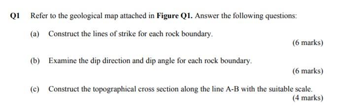 Solved Q1 Refer to the geological map attached in Figure Q1. | Chegg.com