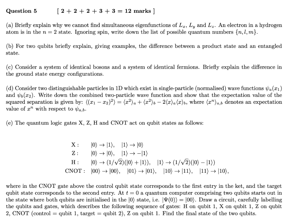 Question 5 2 2 2 3 3 12 Marks A Chegg Com