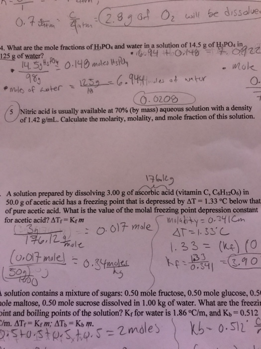  solved homework what are the mole fractions of h 3po 4 and water in 