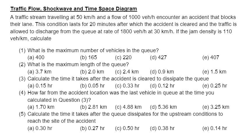 Solved Traffic Flow, Shockwave and Time Space Diagram A 