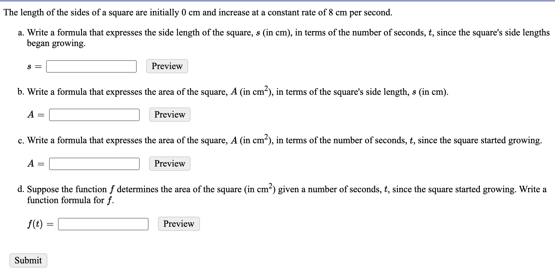 solved-the-length-of-the-sides-of-a-square-are-initially-0-chegg