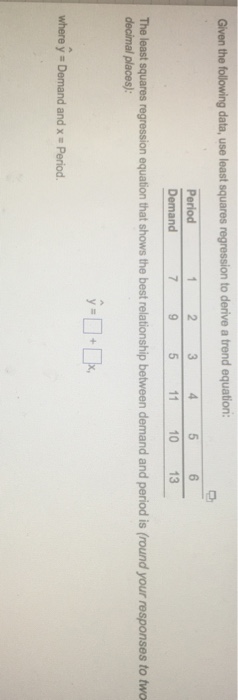 Solved Given the following data, use least squares | Chegg.com