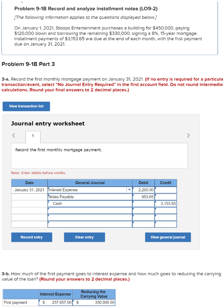 Solved Problem 9-1B Record and analyze installment notes | Chegg.com