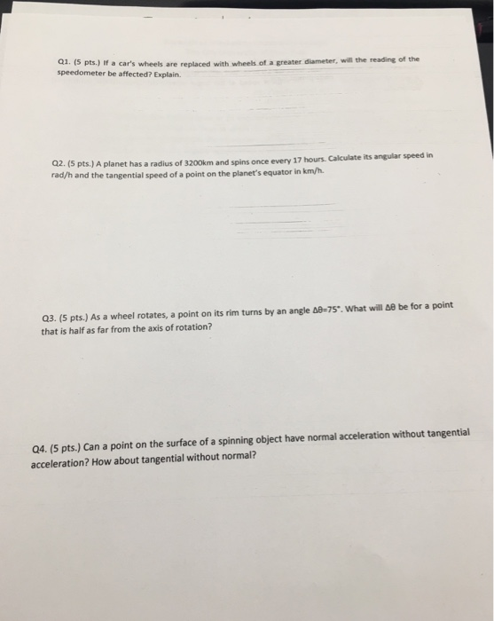 Solved Q1. (5 pts.) If a car's wheels are replaced with | Chegg.com