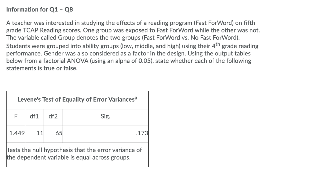 Math Fast Forword Solved Information for Q1-Q8 A teacher was interested in | Chegg.com