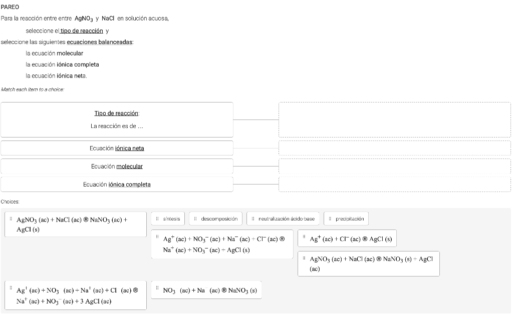 Solved For the reaction between AgNO3 and NaCl in water, | Chegg.com
