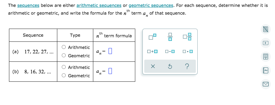 Solved The Sequences Below Are Either Arithmetic Sequences | Chegg.com