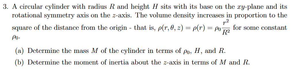 Cylinder With R H Solved 3. A circular cylinder with radius R and height H | Chegg.com