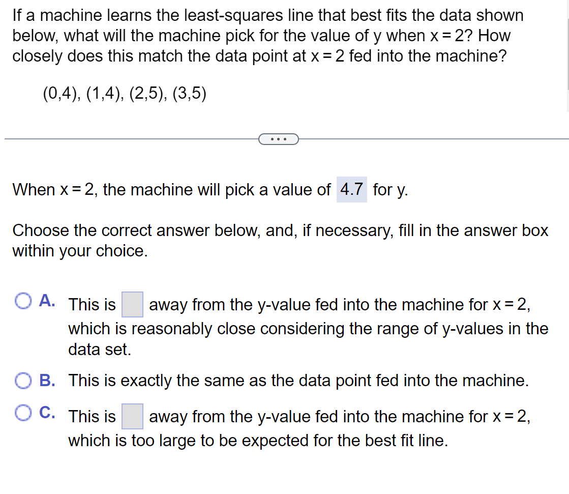 Solved If A Machine Learns The Least-squares Line That Best | Chegg.com