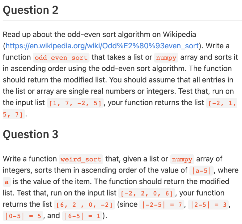 Solved Question 2 Read up about the odd-even sort algorithm | Chegg.com