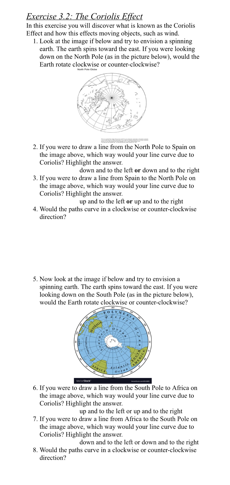 Solved Exercise 3.2: The Coriolis Effect In this exercise | Chegg.com
