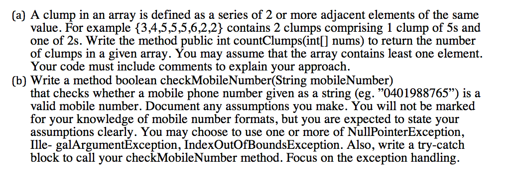 Solved (a) A clump in an array is defined as a series of 2 | Chegg.com