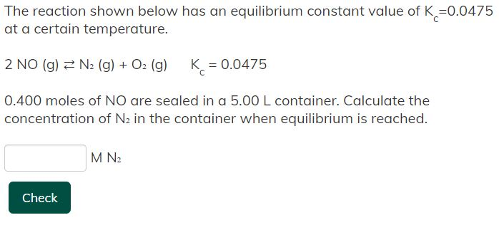 Solved The reaction shown below has an equilibrium constant | Chegg.com