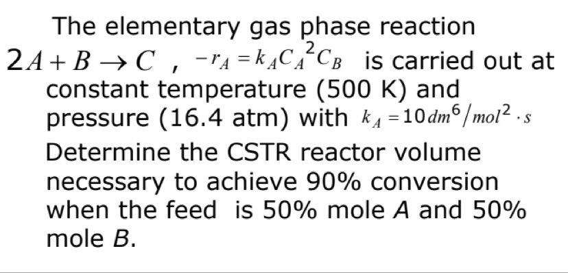 Solved 2 A The elementary gas phase reaction 2A+B → C, | Chegg.com