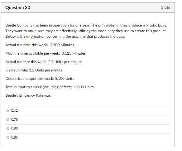 Solved Question 17 3 pts The following information is | Chegg.com