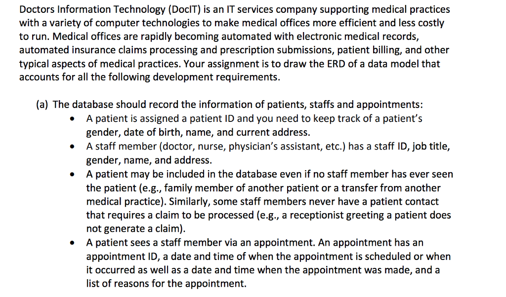 Solved Doctors Information Technology (DocIT) is an IT | Chegg.com