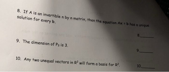 Solved LINEAR ALGEBRA SPRING 2019 TRUE OR FALSE To find the | Chegg.com