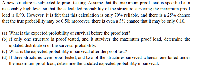 Solved A new structure is subjected to proof testing. Assume | Chegg.com