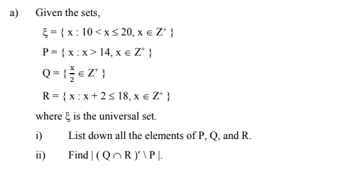 Solved A) Given The Sets, {x: 10