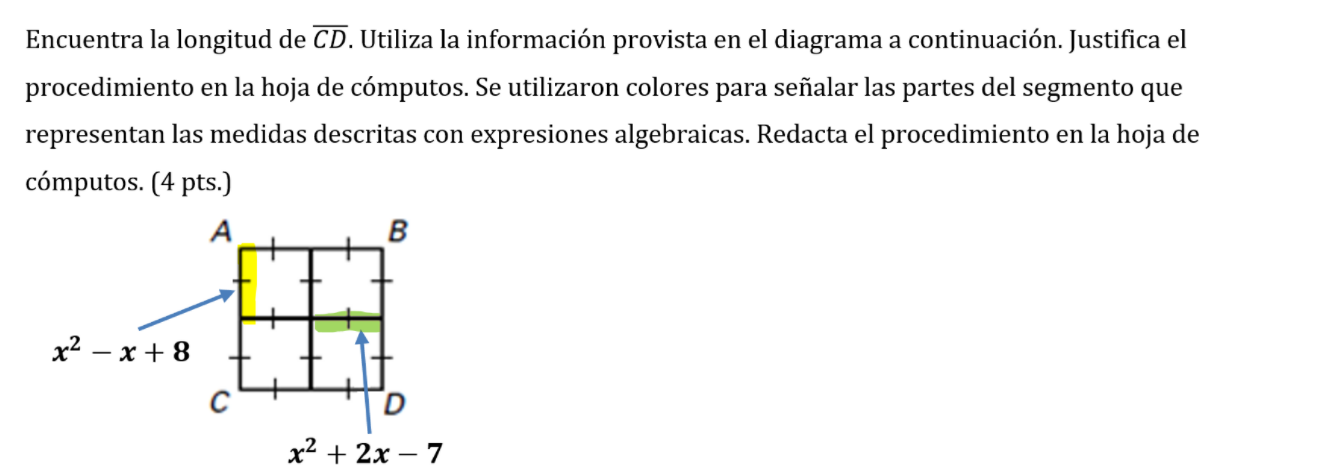 Encuentra la longitud de CD. Utiliza la información provista en el diagrama a continuación. Justifica el procedimiento en la