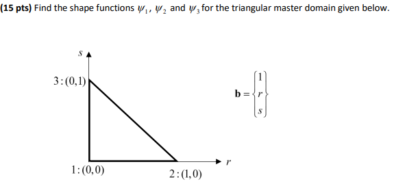 Solved 15 pts) Find the shape functions ψ1,ψ2 and ψ3 for the | Chegg.com