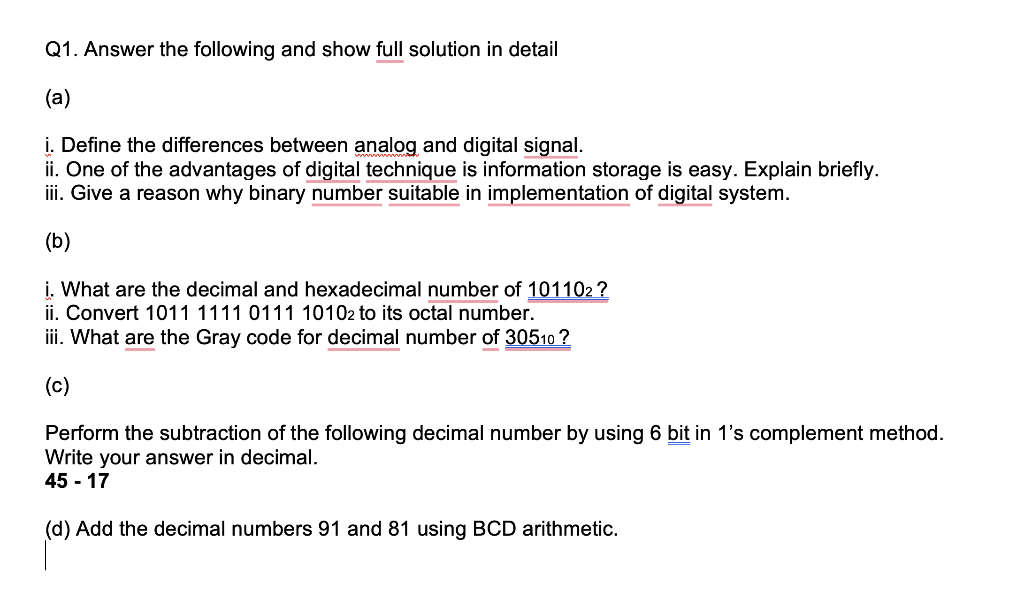 Solved Q1. Answer the following and show full solution in | Chegg.com