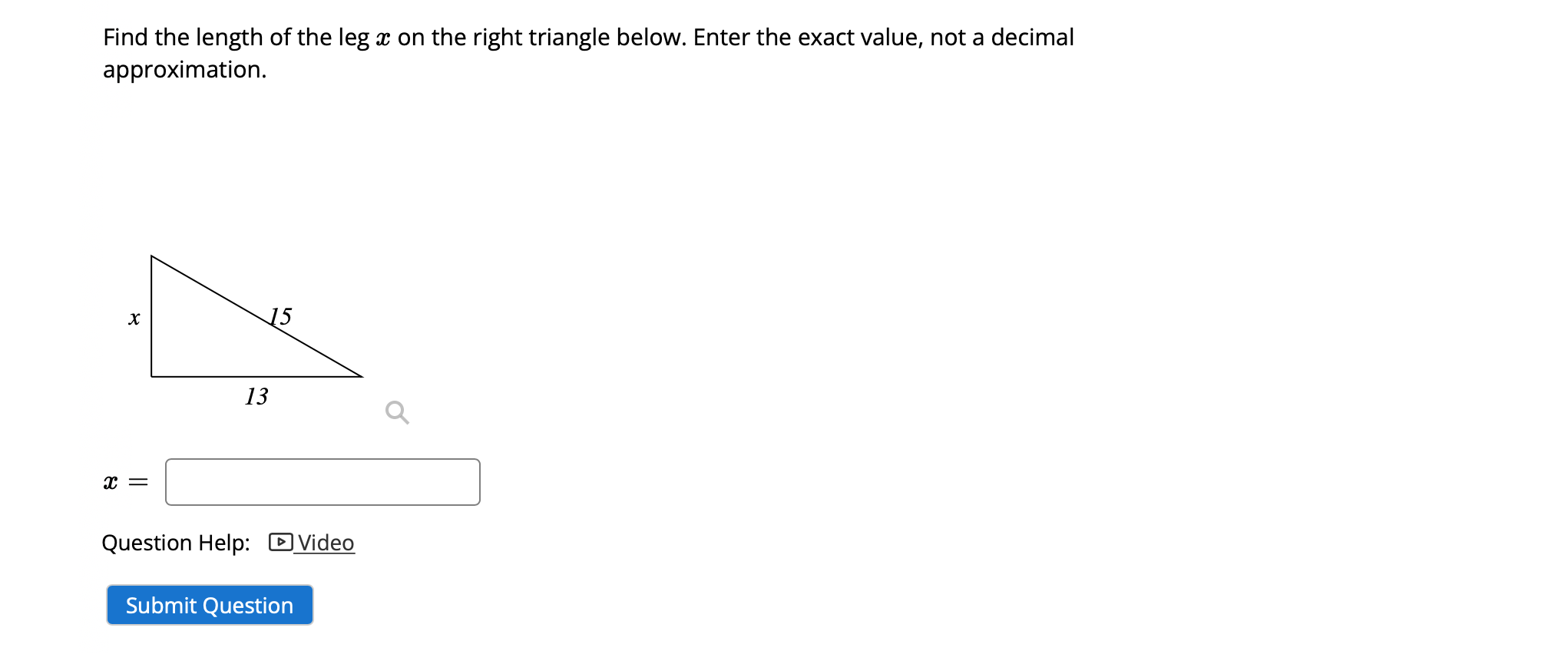 solved-find-the-length-of-the-leg-x-x-on-the-right-triangle-chegg