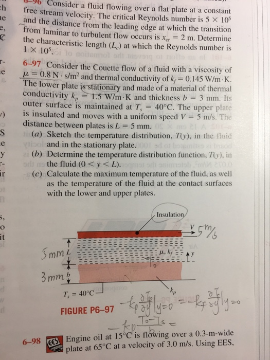 Solved 6 Consider a fluid flowing over a flat plate at a | Chegg.com