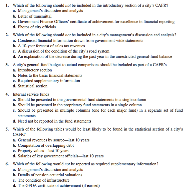 Solved 1. Which of the following should not be included in