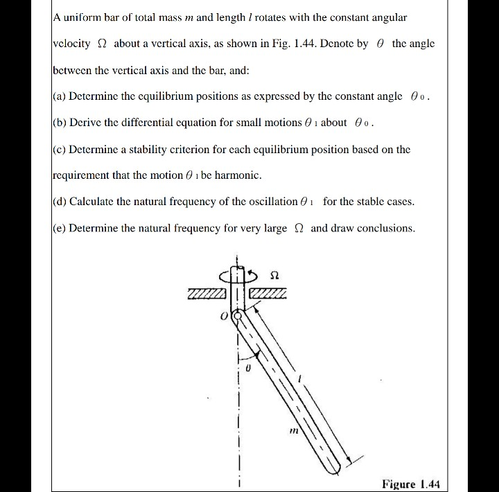 Solved A uniform bar of total mass m and length I rotates | Chegg.com