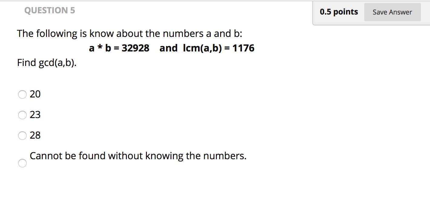Solved QUESTION 5 0.5 points Save Answer The following is | Chegg.com