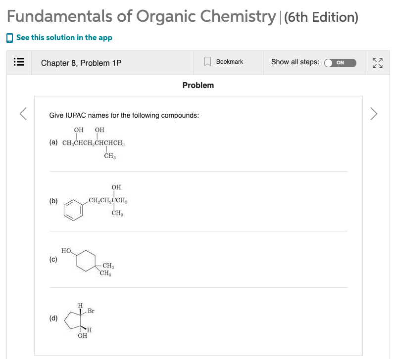 Solved Fundamentals Of Organic Chemistry|(6th Edition) See | Chegg.com