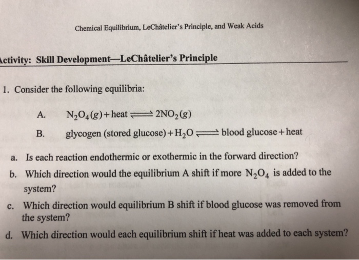 Solved Chemical Equilibrium, LeChâtelier's Principle, And | Chegg.com