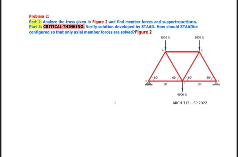 Solved Problem 2: Part 1: Analyze The Truss Given In Figure | Chegg.com