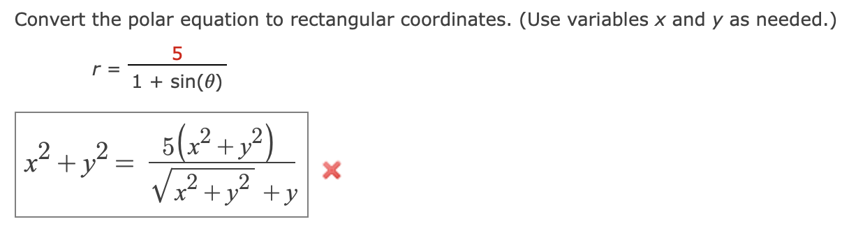Solved Convert the polar equation to rectangular | Chegg.com