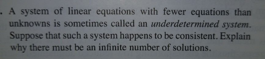 Solved A system of linear equations with fewer equations | Chegg.com