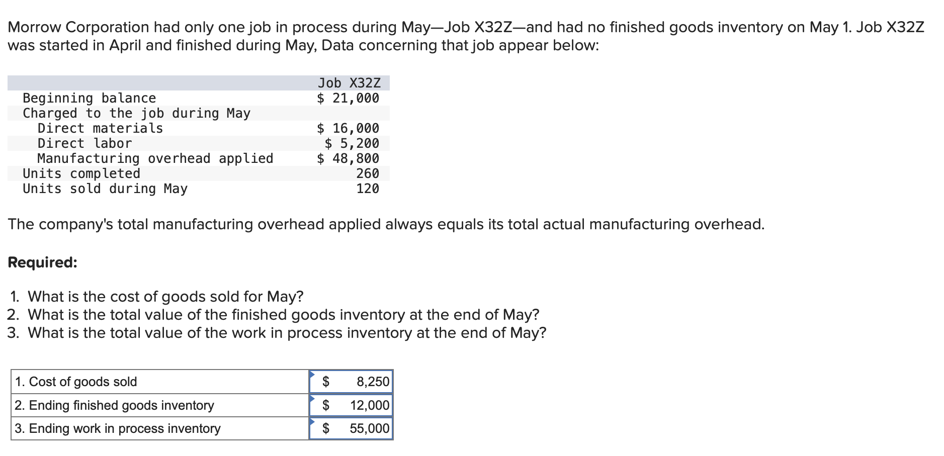 Solved Morrow Corporation had only one job in process during