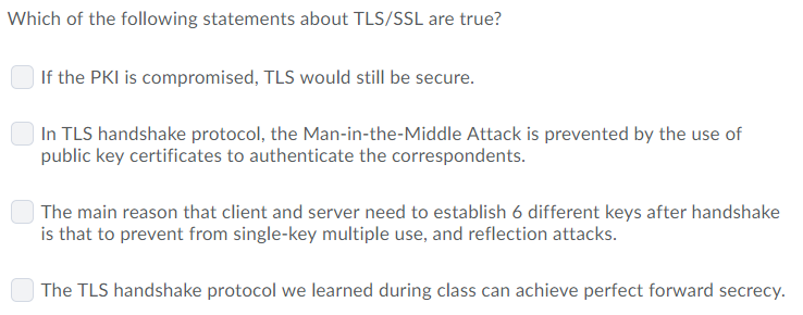 Solved Which Of The Following Statements About TLS/SSL Are | Chegg.com