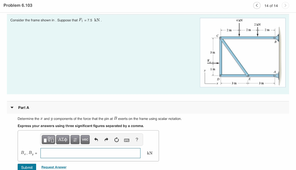 Solved Problem 6.103 Consider the frame shown | Chegg.com