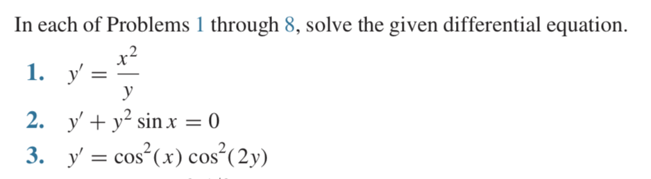 Solved In each of Problems 1 through 8, solve the given | Chegg.com