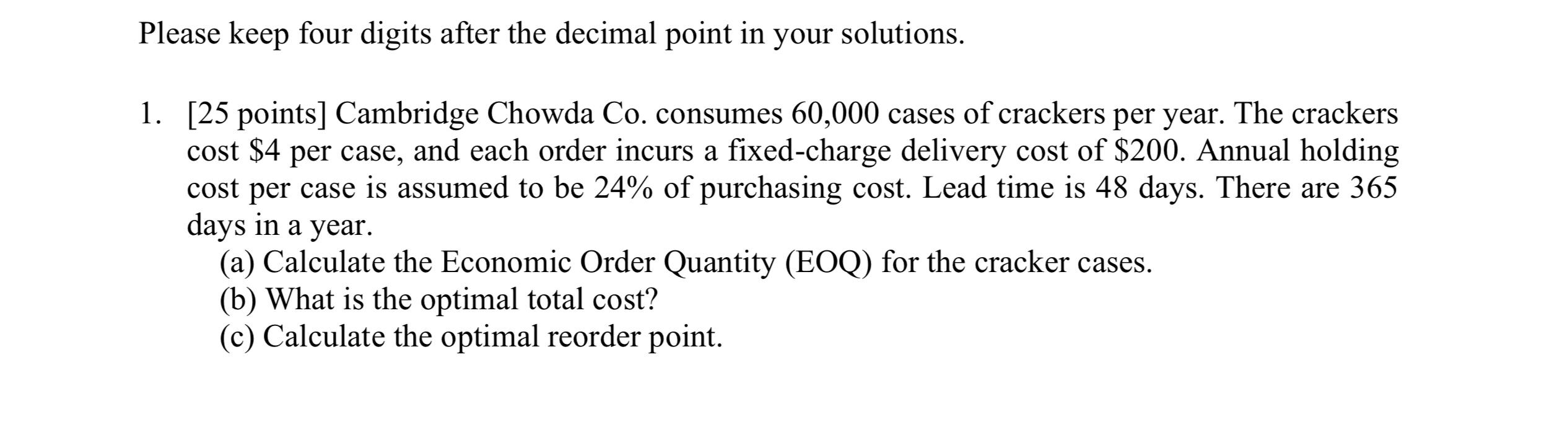Solved Please keep four digits after the decimal point in | Chegg.com