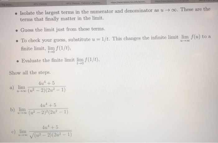 Solved Isolate the largest terms in the numerator and | Chegg.com