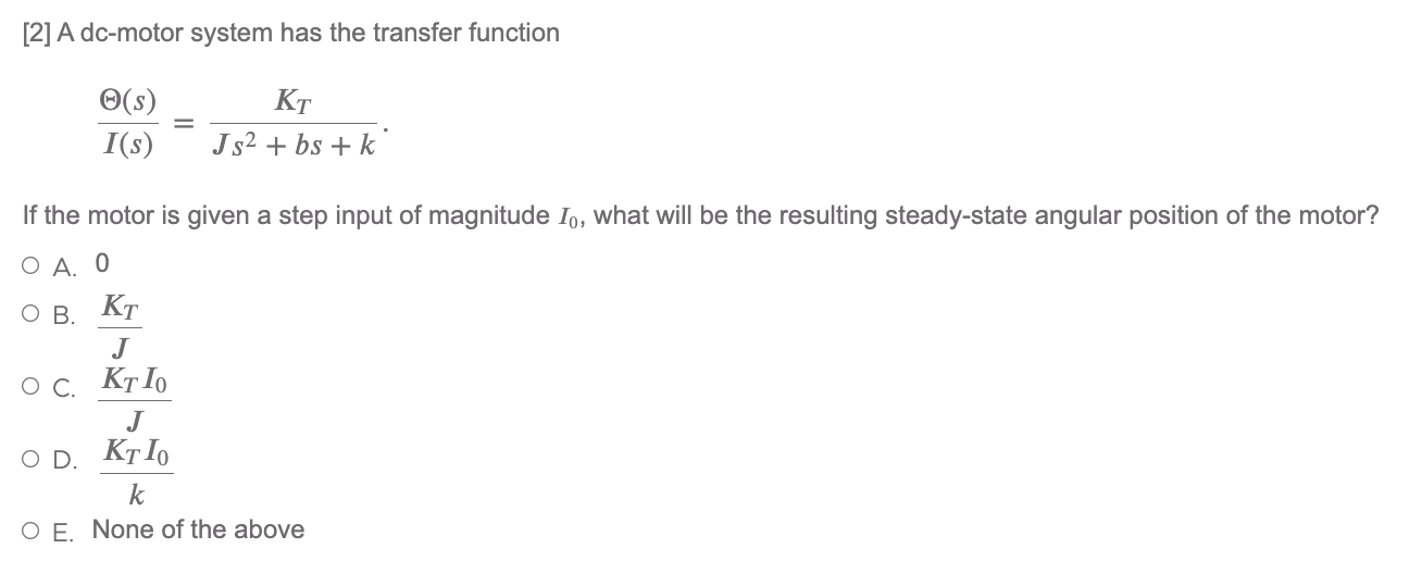 Solved [2] A Dc-motor System Has The Transfer Function (s) | Chegg.com